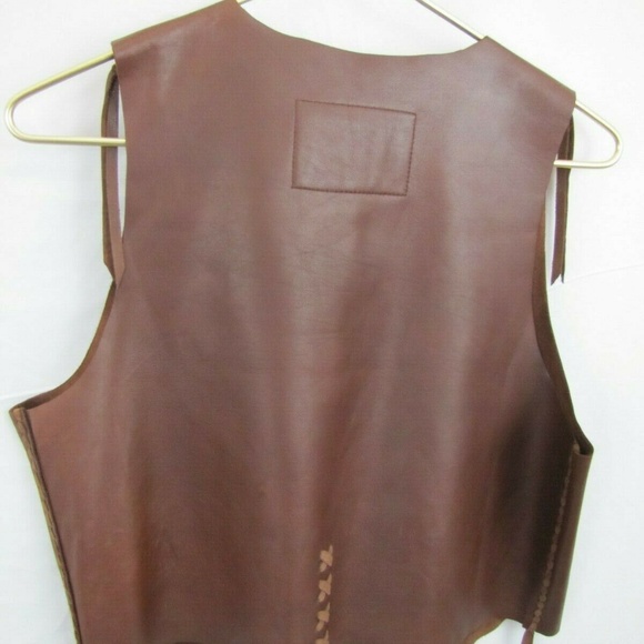 RALPH LAUREN LRL Brown Leather Vest Southwestern S - Picture 4 of 6